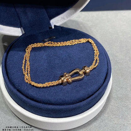 [ELAN LUXE]FORCE SMALL HORSESHOE  DIAMOND CHAIN ROPE BRACELET
