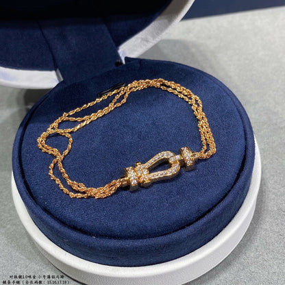 [ELAN LUXE]FORCE SMALL HORSESHOE  DIAMOND CHAIN ROPE BRACELET