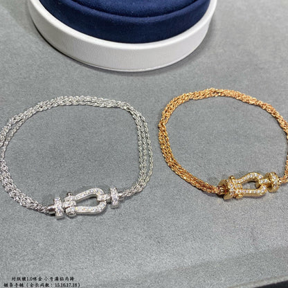 [ELAN LUXE]FORCE SMALL HORSESHOE  DIAMOND CHAIN ROPE BRACELET