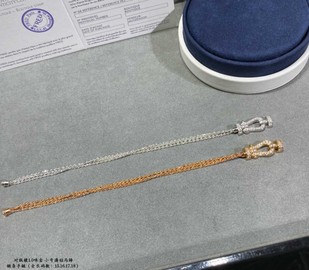 [ELAN LUXE]FORCE SMALL HORSESHOE  DIAMOND CHAIN ROPE BRACELET