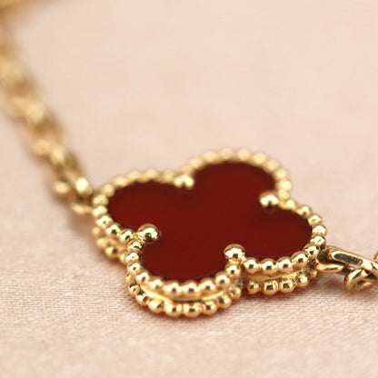 [ELAN LUXE]CLOVER 5 MOTIFS RED AGATE  BRACELET