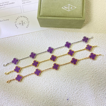 [ELAN LUXE]CLOVER  5 MOTIFS  PURPLE VIOLET BRACELET