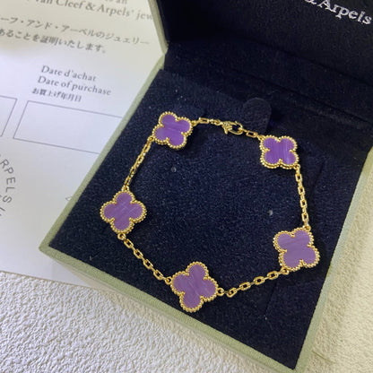 [ELAN LUXE]CLOVER  5 MOTIFS  PURPLE VIOLET BRACELET