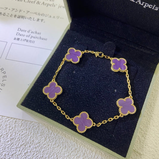 [ELAN LUXE]CLOVER  5 MOTIFS  PURPLE VIOLET BRACELET