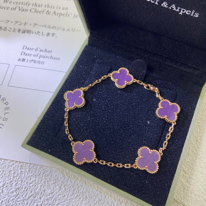 [ELAN LUXE]CLOVER  5 MOTIFS  PURPLE VIOLET BRACELET