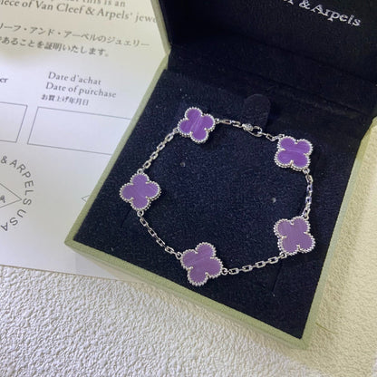 [ELAN LUXE]CLOVER  5 MOTIFS  PURPLE VIOLET BRACELET