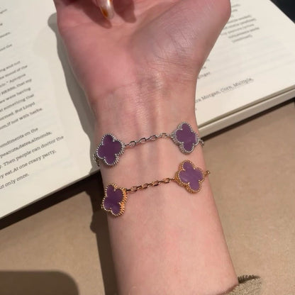 [ELAN LUXE]CLOVER  5 MOTIFS  PURPLE VIOLET BRACELET