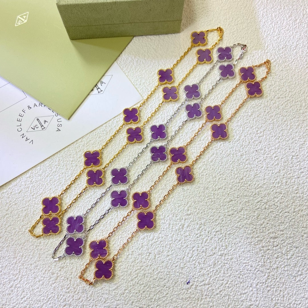 [ELAN LUXE]CLOVER 10 MOTIFS  PURPLE VIOLET  NECKLACE
