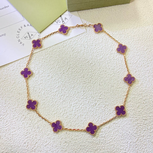 [ELAN LUXE]CLOVER 10 MOTIFS  PURPLE VIOLET  NECKLACE