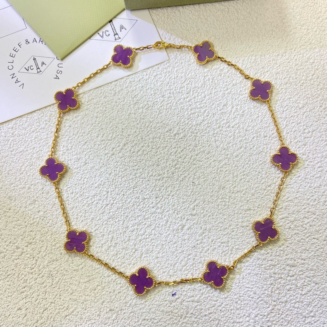 [ELAN LUXE]CLOVER 10 MOTIFS  PURPLE VIOLET  NECKLACE