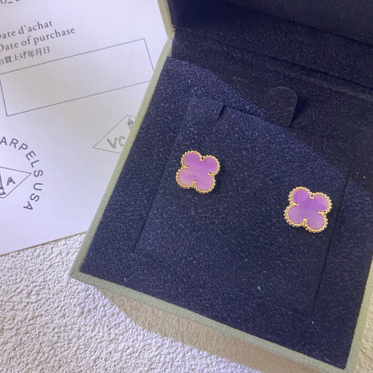 [ELAN LUXE]CLOVER MINI 9.5MM  PURPLE VIOLET EARRINGS