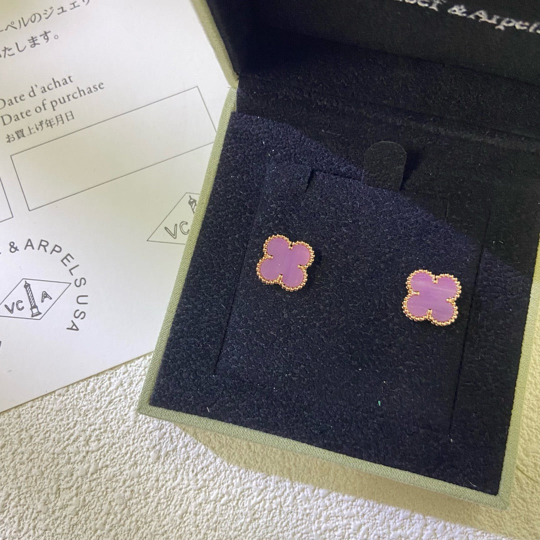 [ELAN LUXE]CLOVER MINI 9.5MM  PURPLE VIOLET EARRINGS