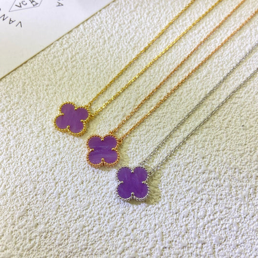 [ELAN LUXE]CLOVER 15MM  PURPLE VIOLET NECKLACE
