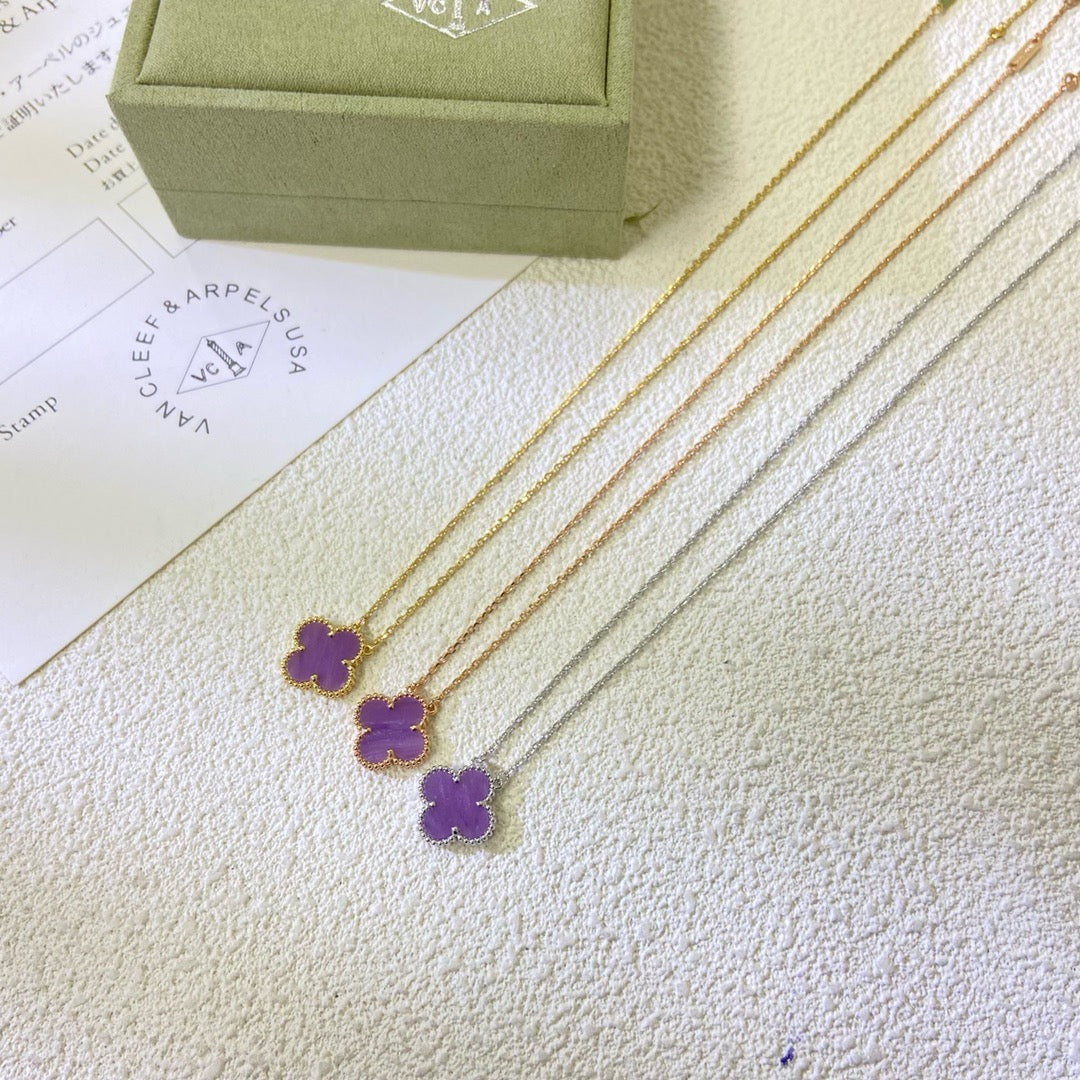 [ELAN LUXE]CLOVER 15MM  PURPLE VIOLET NECKLACE