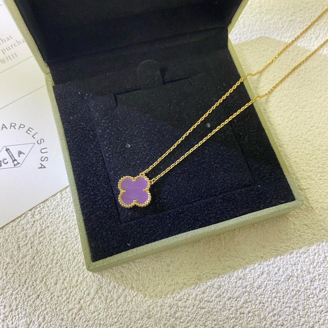 [ELAN LUXE]CLOVER 15MM  PURPLE VIOLET NECKLACE