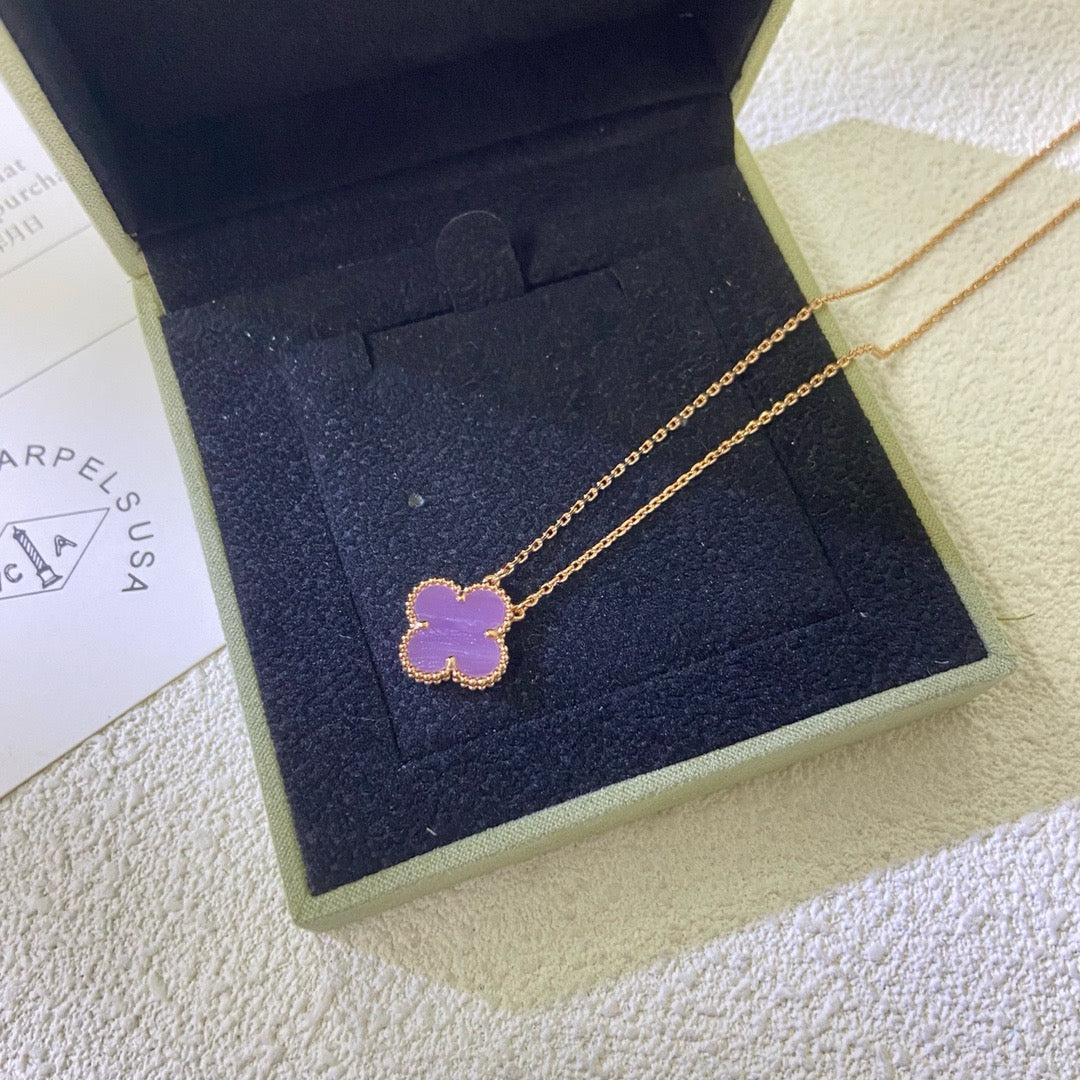 [ELAN LUXE]CLOVER 15MM  PURPLE VIOLET NECKLACE