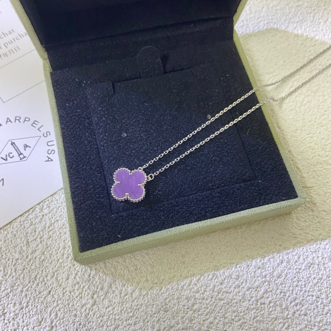 [ELAN LUXE]CLOVER 15MM  PURPLE VIOLET NECKLACE