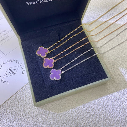 [ELAN LUXE]CLOVER 15MM  PURPLE VIOLET NECKLACE