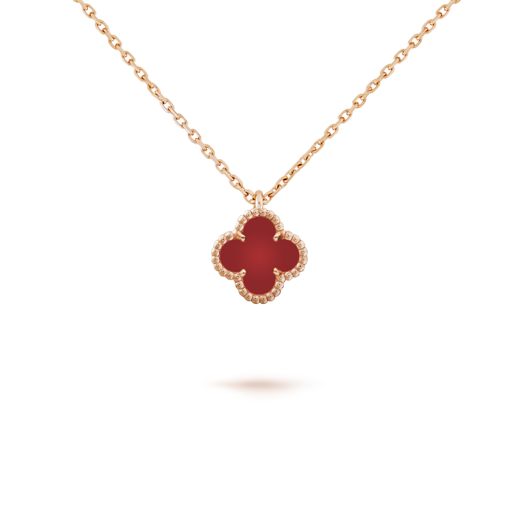 [ELAN LUXE]CLOVER MINI 9.5MM WHITE CARNELIANS NECKLACE