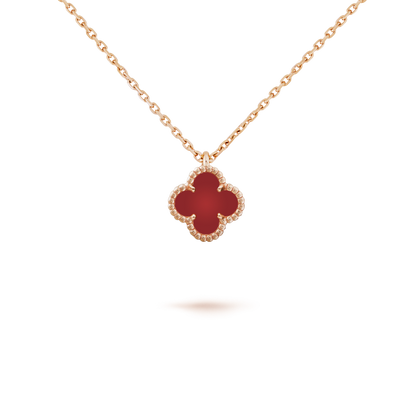 [ELAN LUXE]CLOVER MINI 9.5MM WHITE CARNELIANS NECKLACE