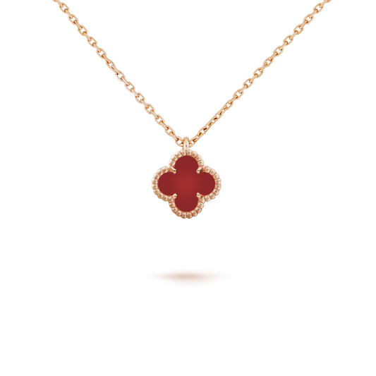 [ELAN LUXE]CLOVER MINI 9.5MM WHITE CARNELIANS NECKLACE