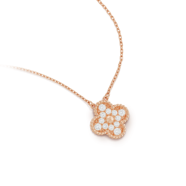 [ELAN LUXE]CLOVER 15MM DIAMOND SINGLE FLOWER NECKLACE