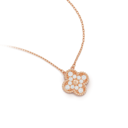 [ELAN LUXE]CLOVER 15MM DIAMOND SINGLE FLOWER NECKLACE