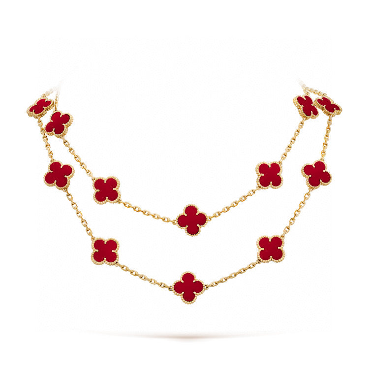 [ELAN LUXE]CLOVER 20 MOTIFS CARNELIAN NECKLACE