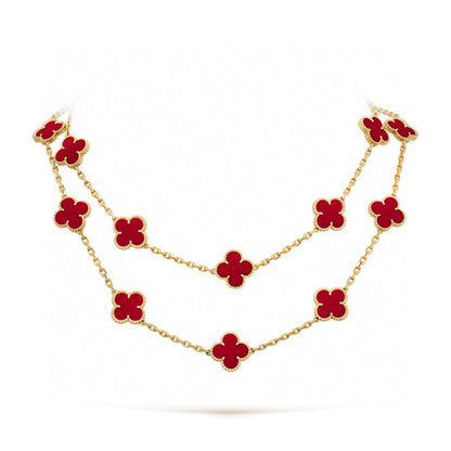 [ELAN LUXE]CLOVER 20 MOTIFS CARNELIAN NECKLACE