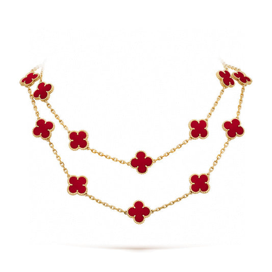 [ELAN LUXE]CLOVER 20 MOTIFS CARNELIAN NECKLACE