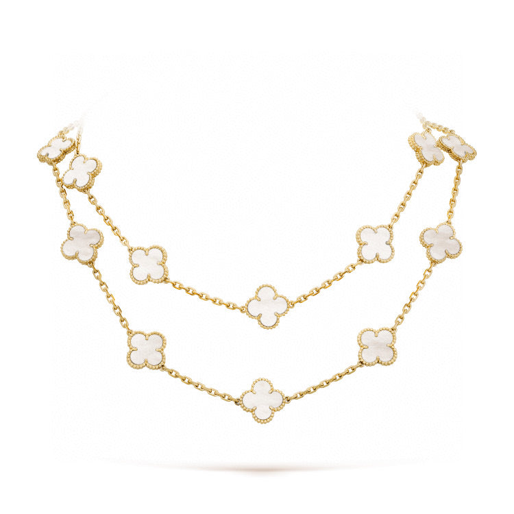 [ELAN LUXE]CLOVER 20 MOTIFS WHITE MOP NECKLACE