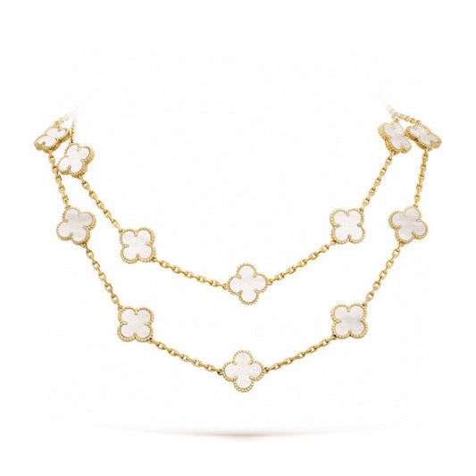 [ELAN LUXE]CLOVER 20 MOTIFS WHITE MOP NECKLACE