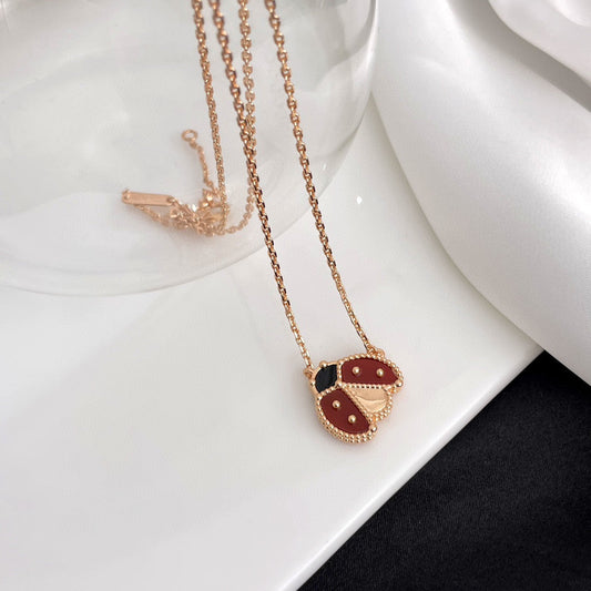 [ELAN LUXE]LUCKY  CARNELIANS LADYBUG NECKLACE