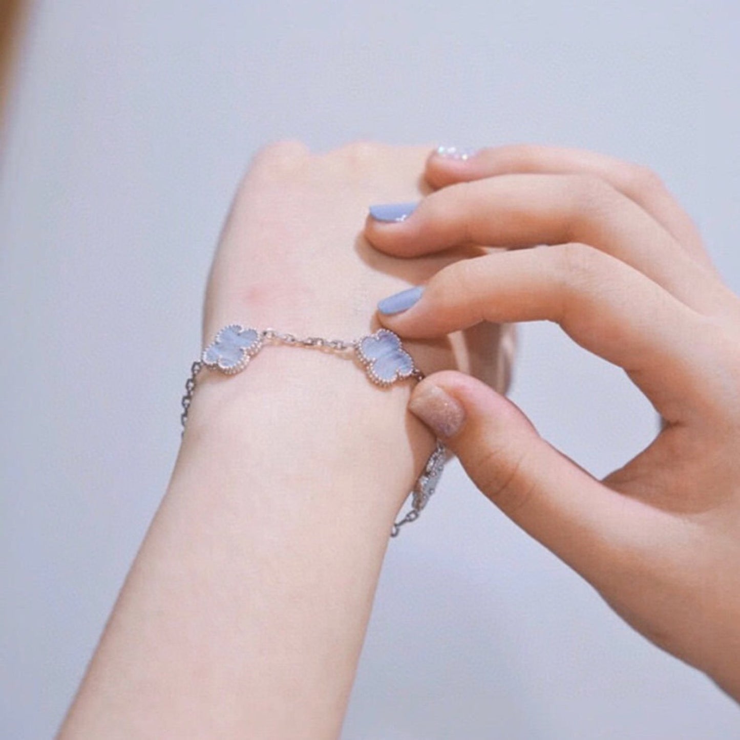 [ELAN LUXE]CLOVER  5 MOTIF PURPLE CHALCEDONY BRACELET SILVER