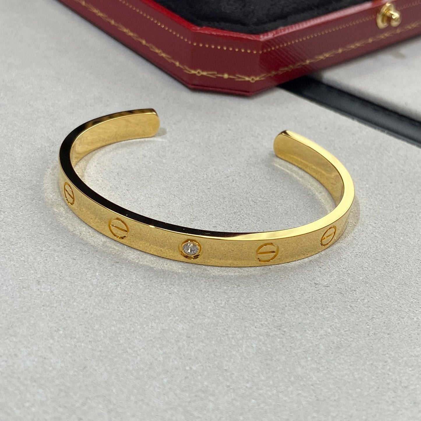 [ELAN LUXE]LOVE BRACELET 6.1MM 1 DIAMOND OPEN CUFF