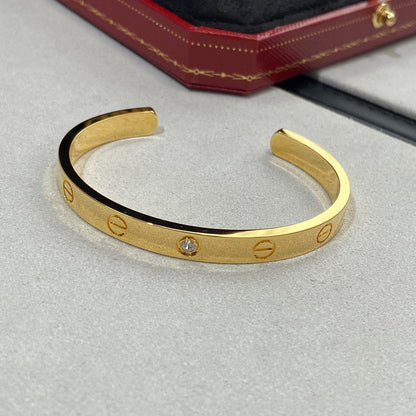 [ELAN LUXE]LOVE BRACELET 6.1MM 1 DIAMOND OPEN CUFF