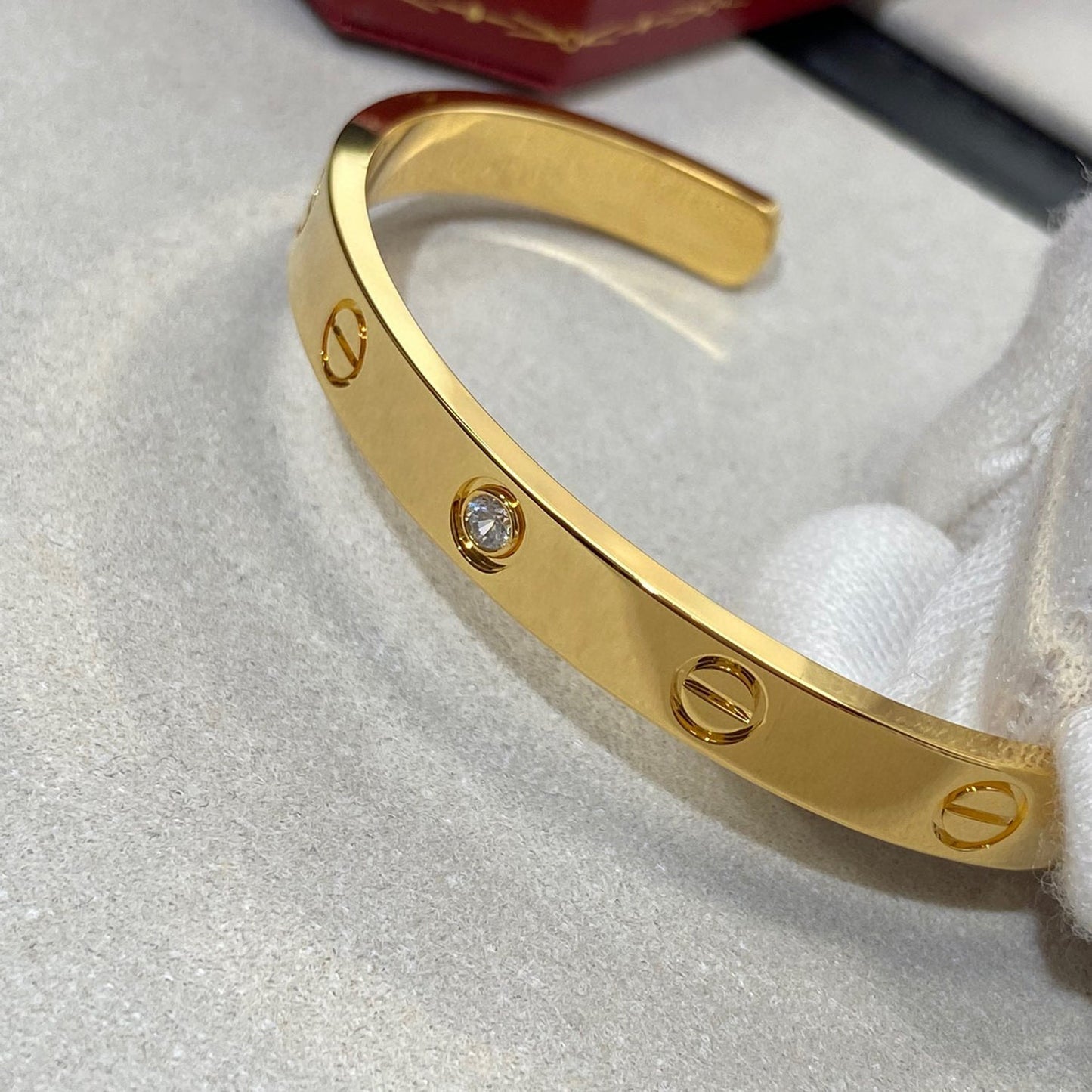[ELAN LUXE]LOVE BRACELET 6.1MM 1 DIAMOND OPEN CUFF