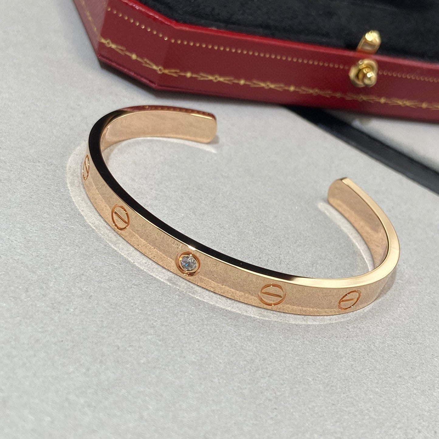[ELAN LUXE]LOVE BRACELET 6.1MM 1 DIAMOND OPEN CUFF