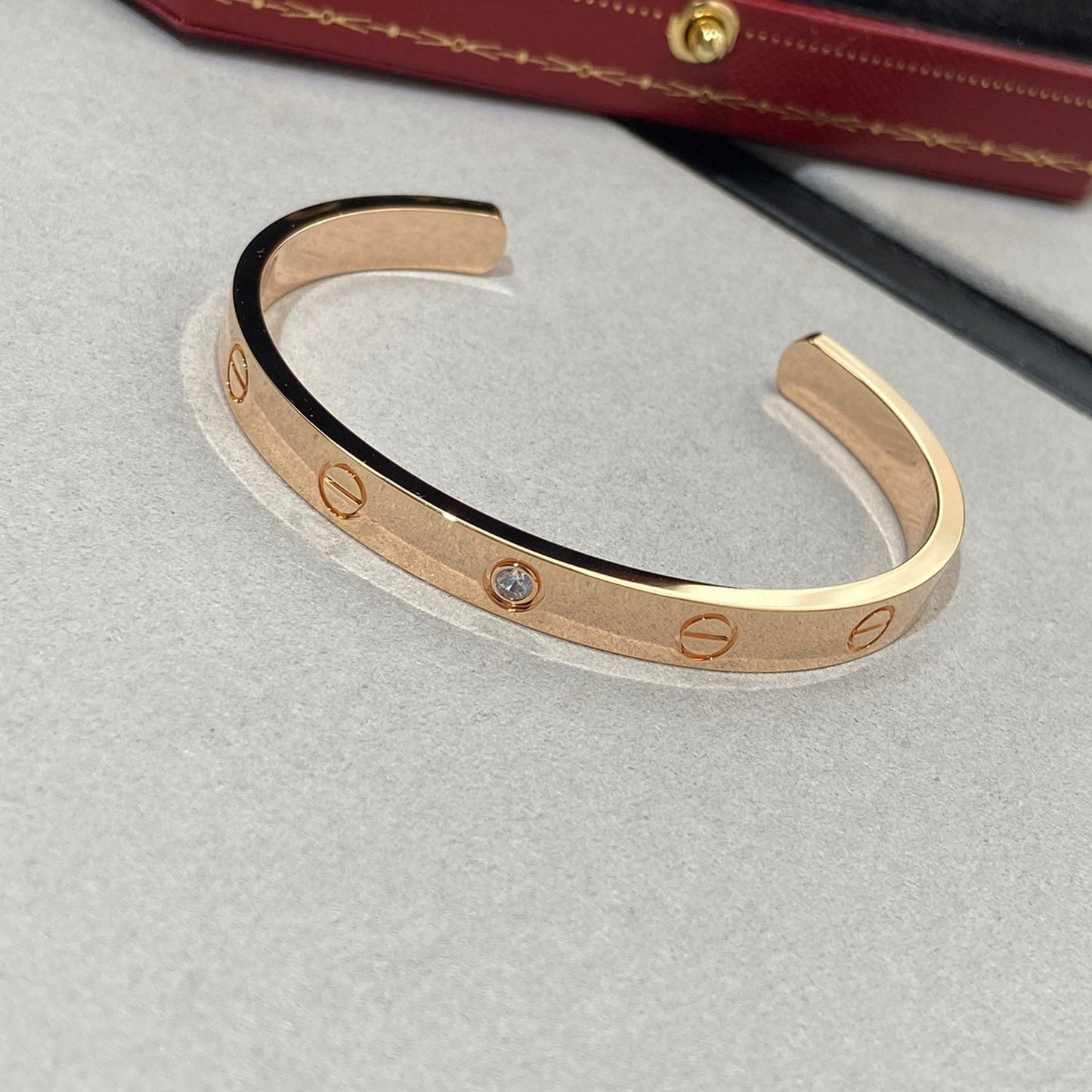 [ELAN LUXE]LOVE BRACELET 6.1MM 1 DIAMOND OPEN CUFF