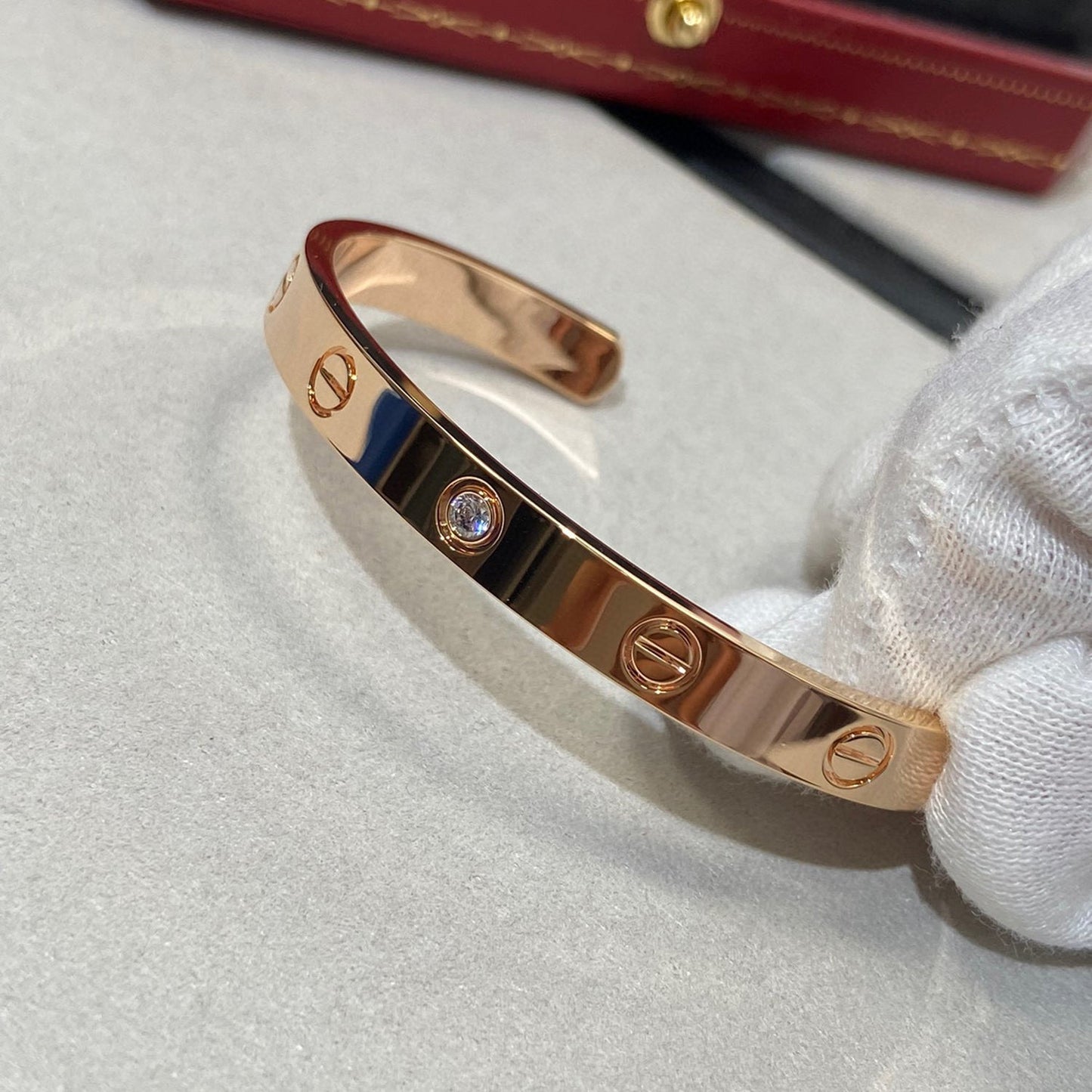 [ELAN LUXE]LOVE BRACELET 6.1MM 1 DIAMOND OPEN CUFF