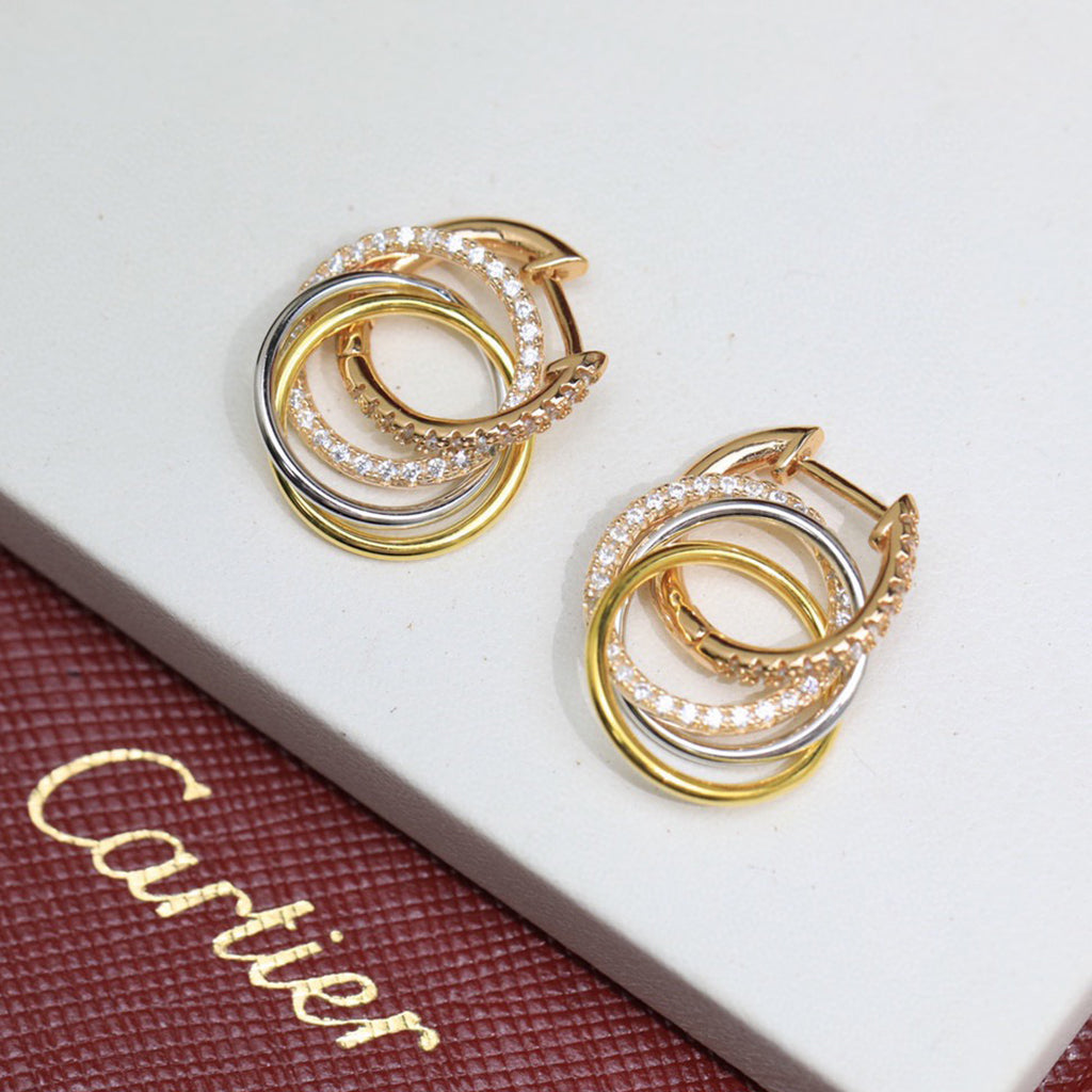 [ELAN LUXE]TRINITY HALF DIAMOND  EARRINGS