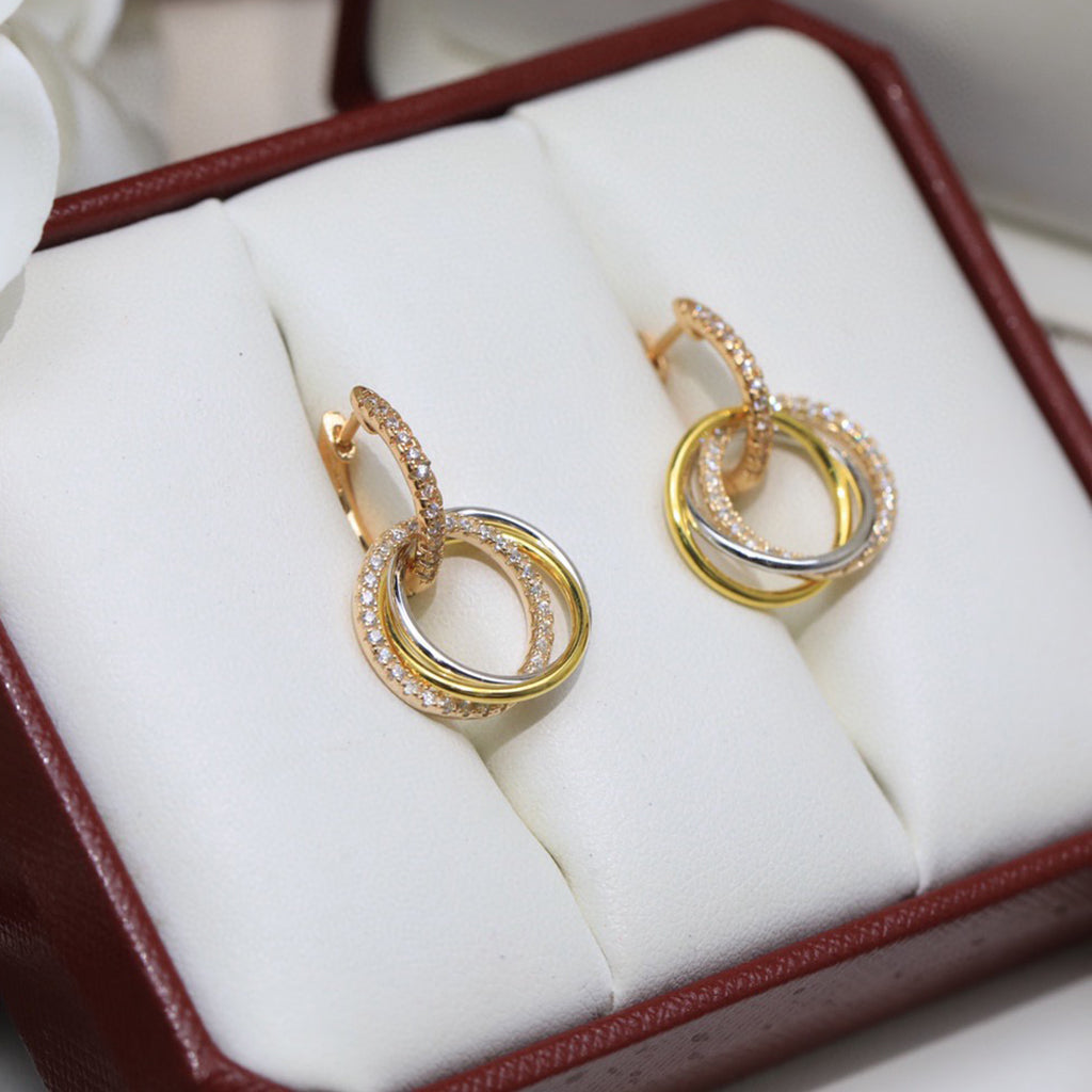 [ELAN LUXE]TRINITY HALF DIAMOND  EARRINGS