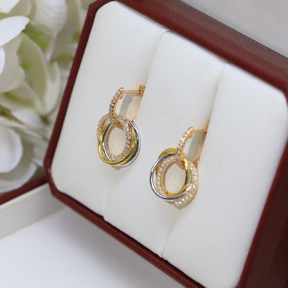 [ELAN LUXE]TRINITY HALF DIAMOND  EARRINGS