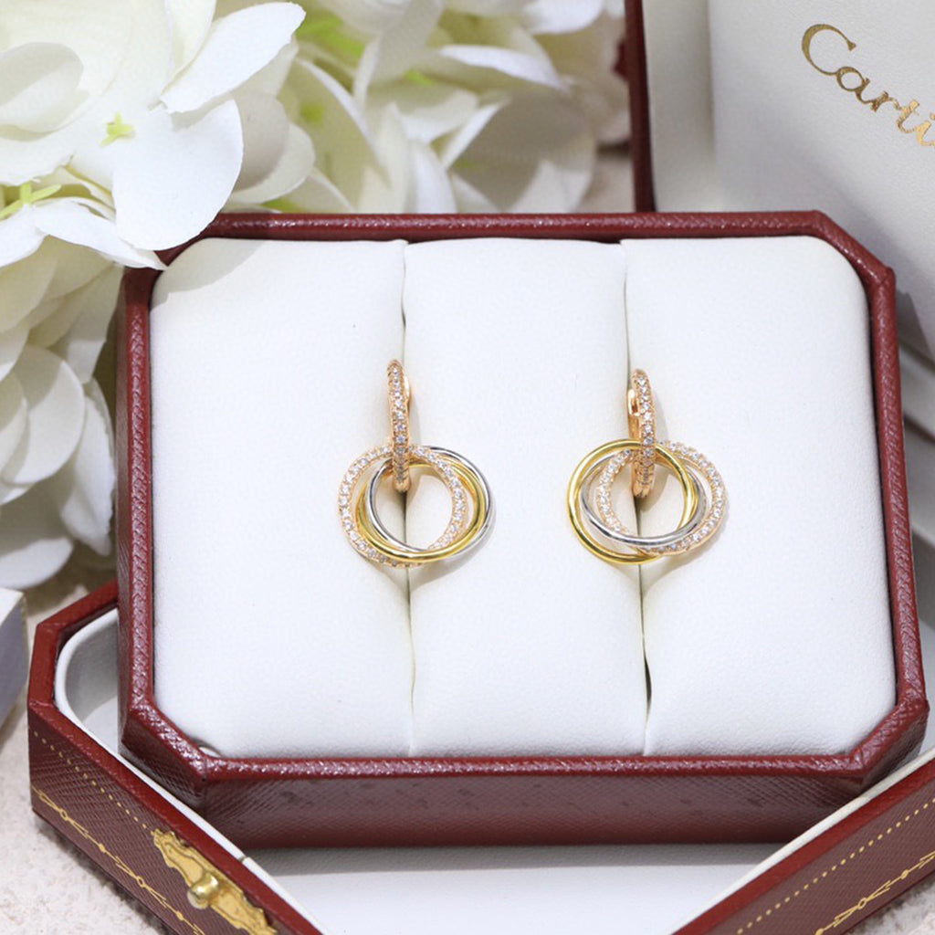 [ELAN LUXE]TRINITY HALF DIAMOND  EARRINGS
