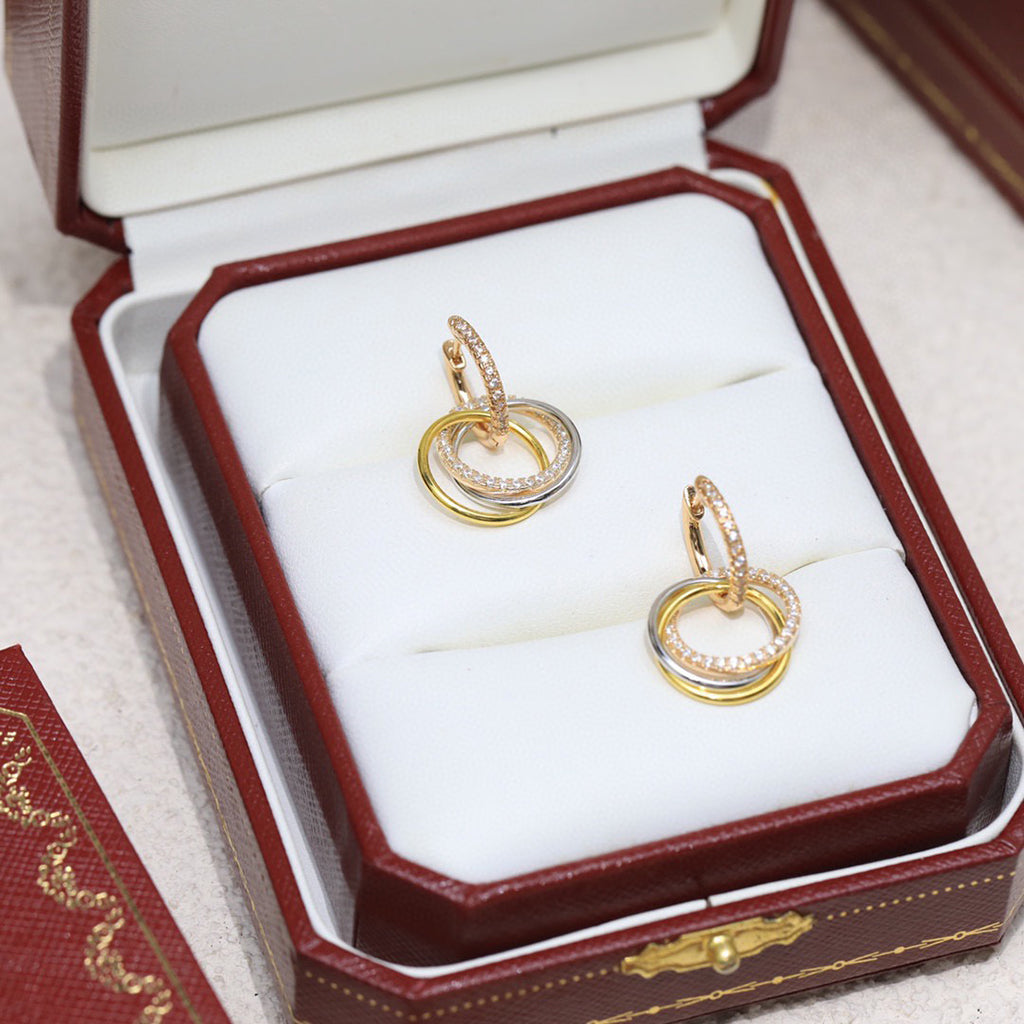 [ELAN LUXE]TRINITY HALF DIAMOND  EARRINGS