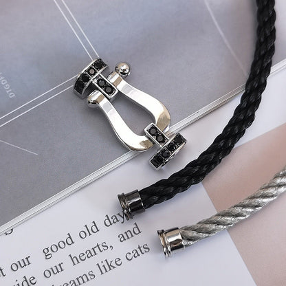 [ELAN LUXE]FORCE LARGE HORSESHOE BLACK DIAMOND BRACELET SILVER