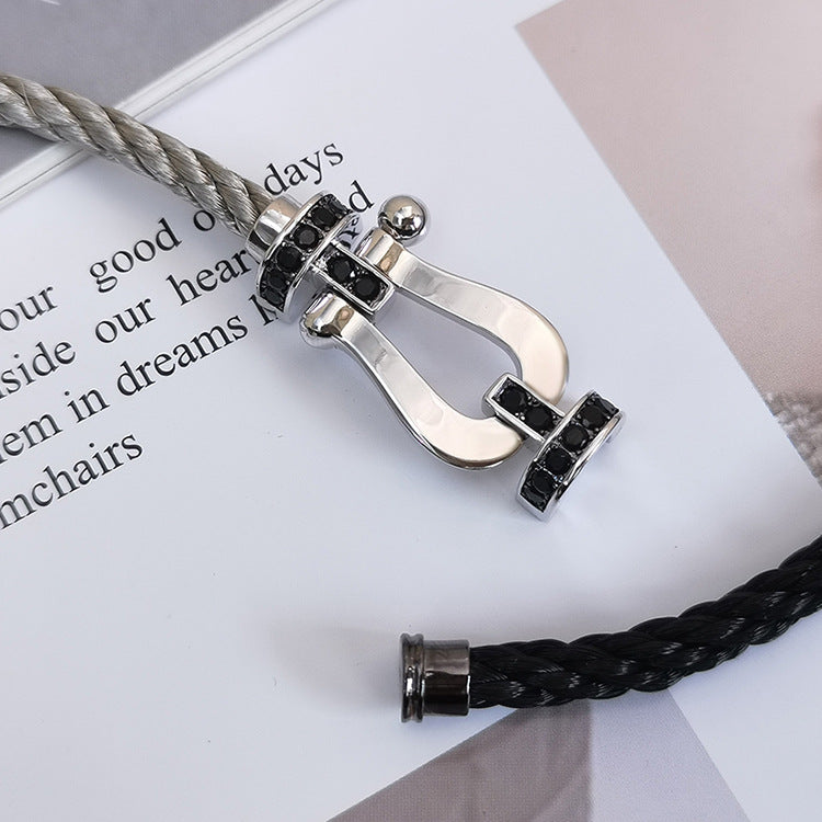 [ELAN LUXE]FORCE LARGE HORSESHOE BLACK DIAMOND BRACELET SILVER