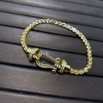[ELAN LUXE]FORCE  LARGE HORSESHOE FULL DIAMOND TENNIS BRACELET