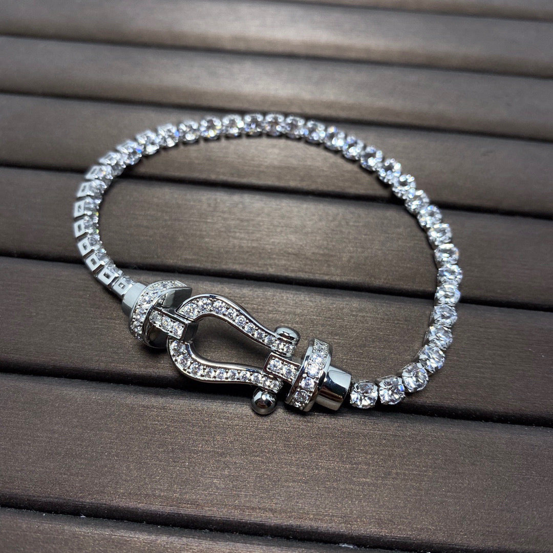 [ELAN LUXE]FORCE  LARGE HORSESHOE FULL DIAMOND TENNIS BRACELET