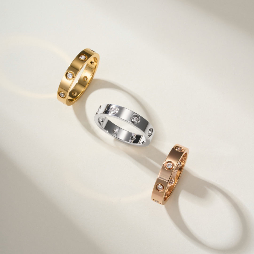 [ELAN LUXE]LOVE 4MM 8 DIAMOND RING